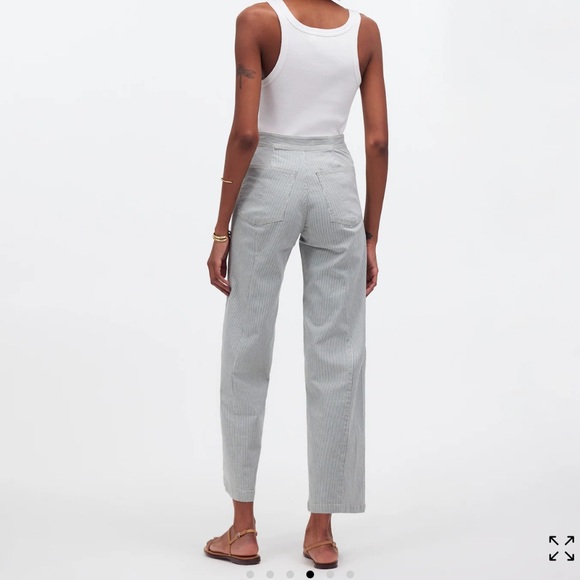 Madewell Blue and White Stripe Emmett Wide-Leg Crop Pant - Picture 2 of 7